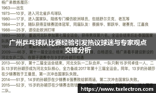 广州乒乓球队比赛经验引发热议球迷与专家观点交锋分析